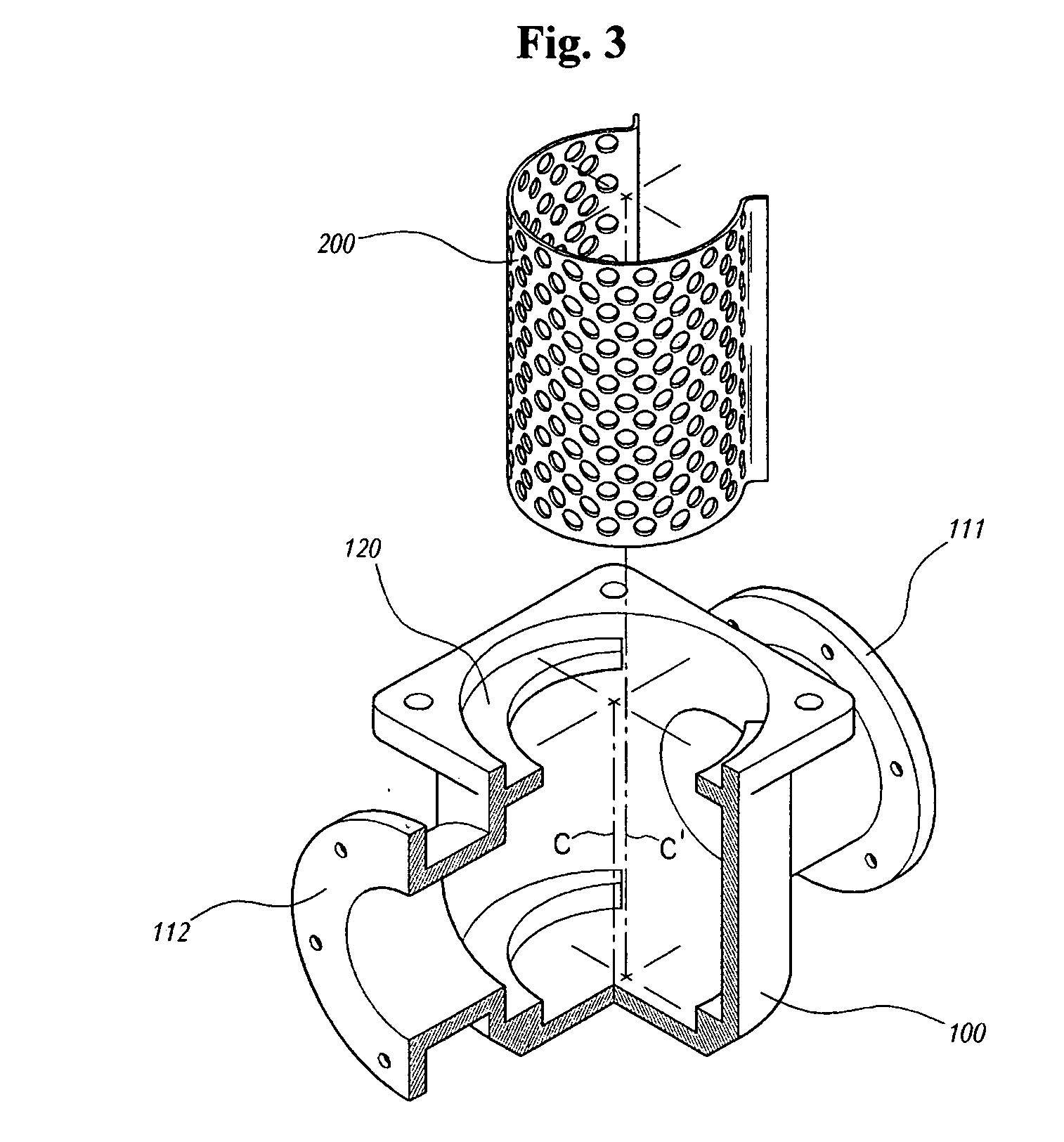 Strainer with omega type screen