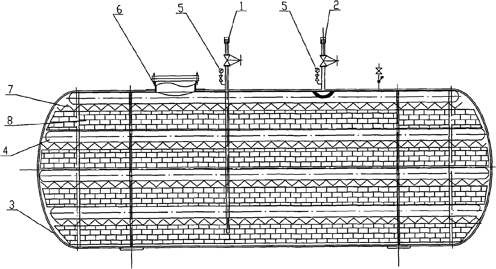 Heat accumulating type storage tank for absorbing natural gas