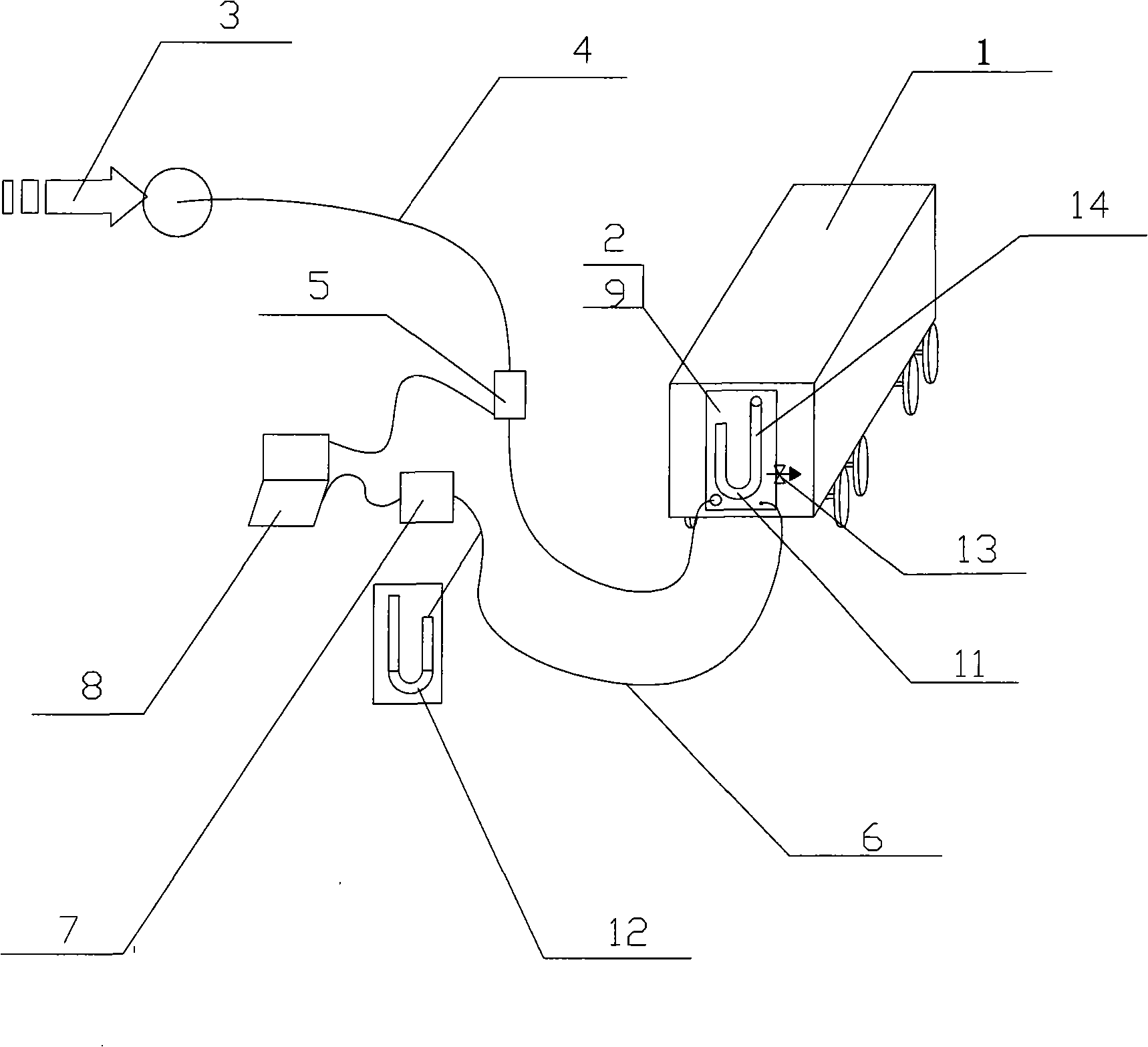 Rail vehicle whole tightness test method and system