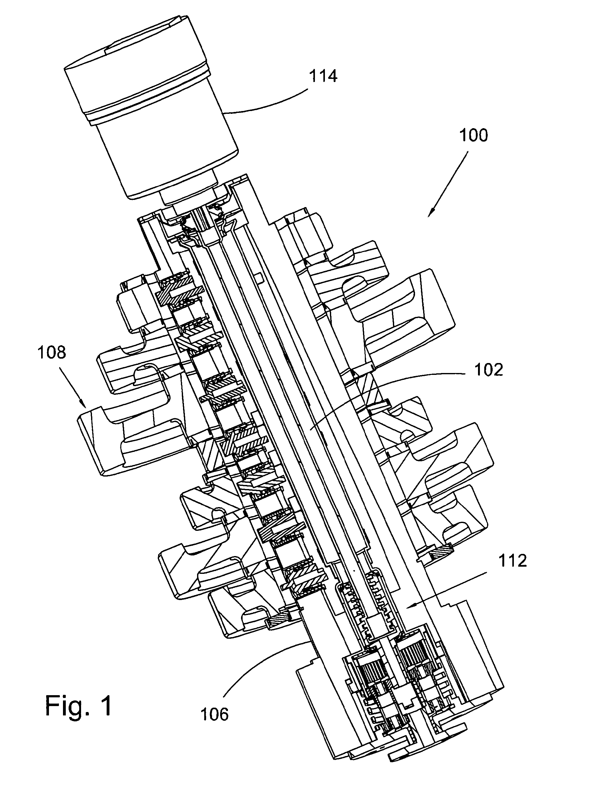 Gear selection assembly with nested differentially rotatable tube