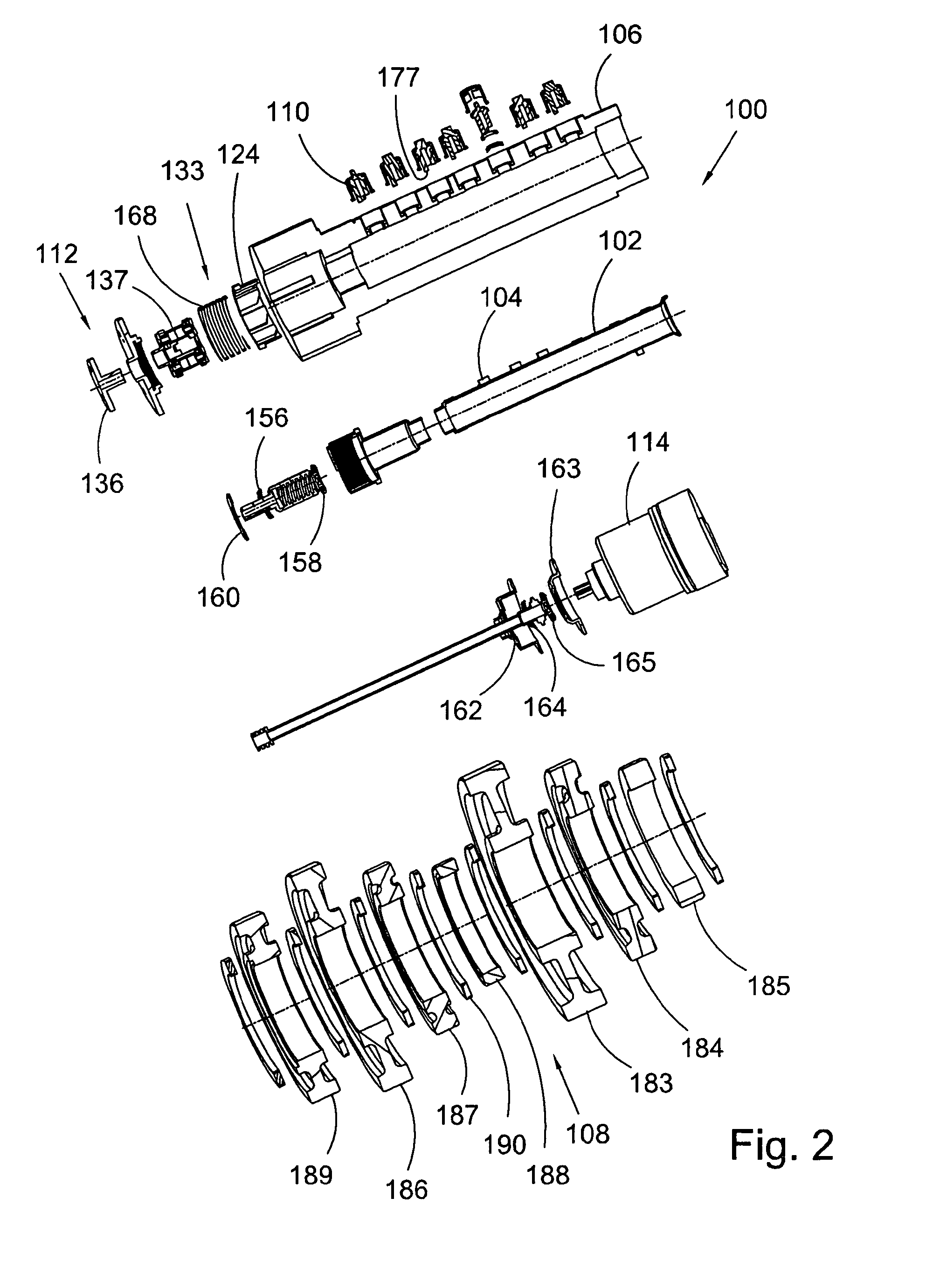 Gear selection assembly with nested differentially rotatable tube