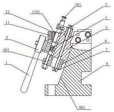 A drill die structure for machining plunger oblique holes