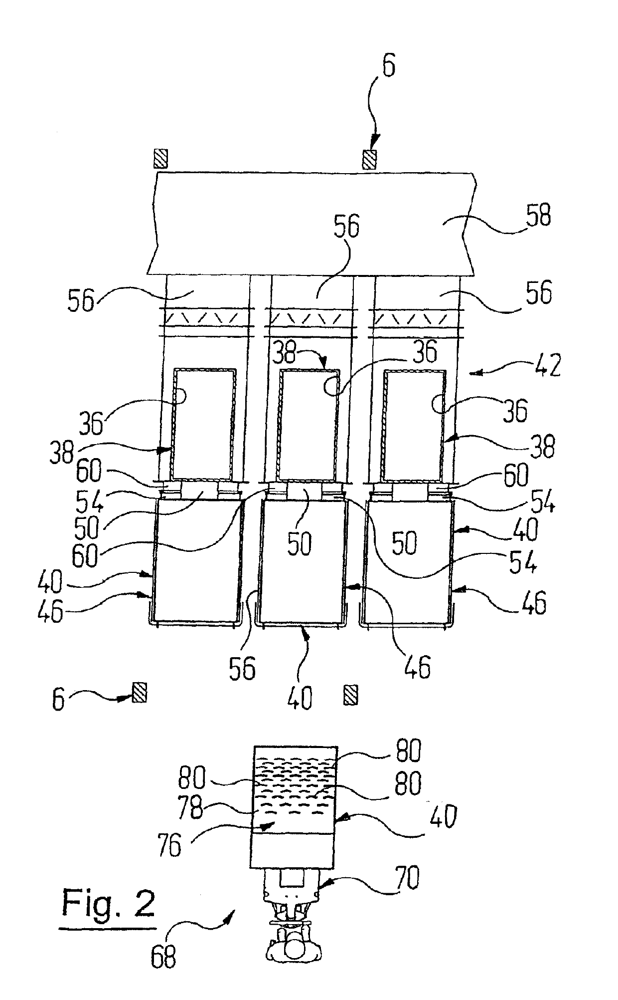 Filter module and device for the separation of overspray, and plant having the same