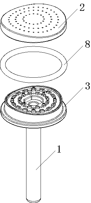 Water distribution device for residue ejecting rod of coffee machine