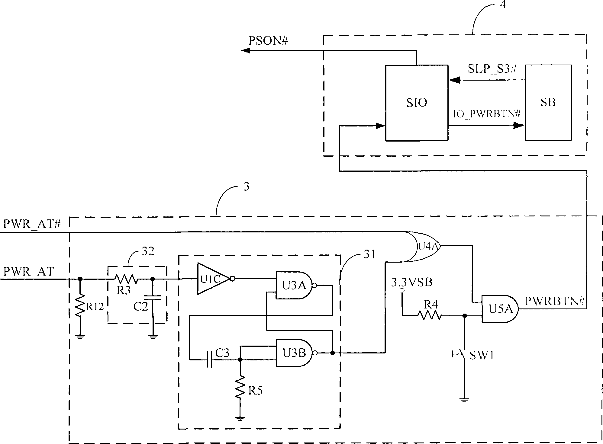 Starting-up circuit compatible with ATX (Advanced Technology Extended) power supply and AT (Advanced Technology) power supply and computer