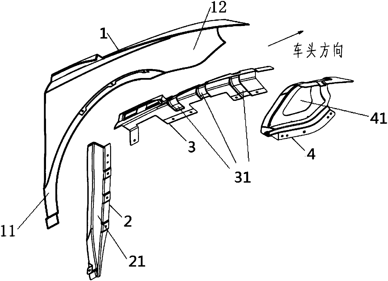 A fender structure for a vehicle and an assembly method thereof