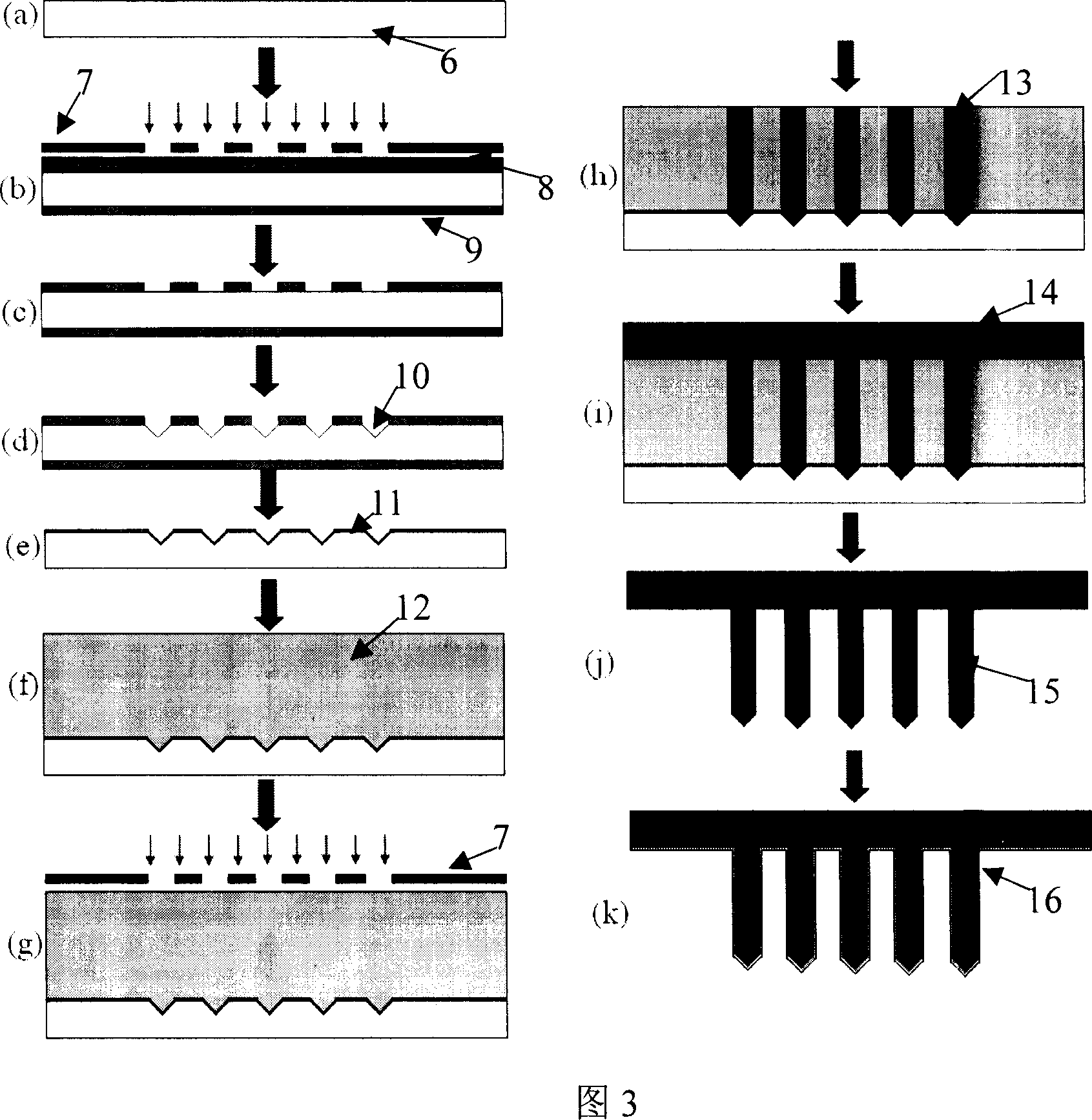 Miniature needle array for medicine transmission and its making process