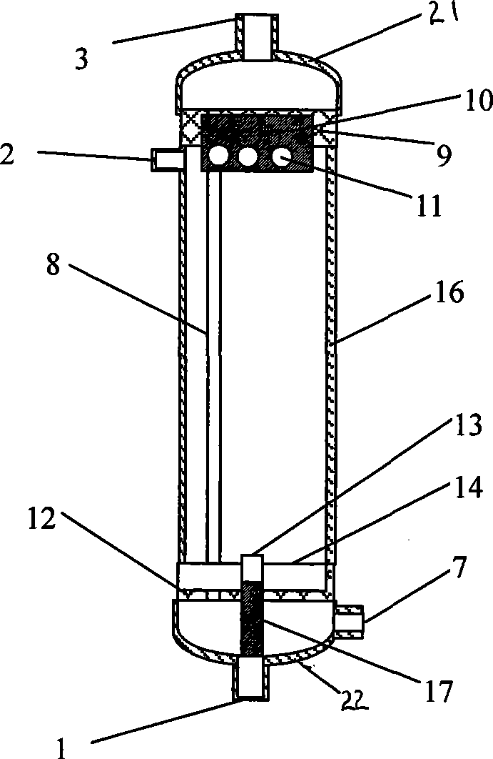 External pressure type hollow fiber film component and using method