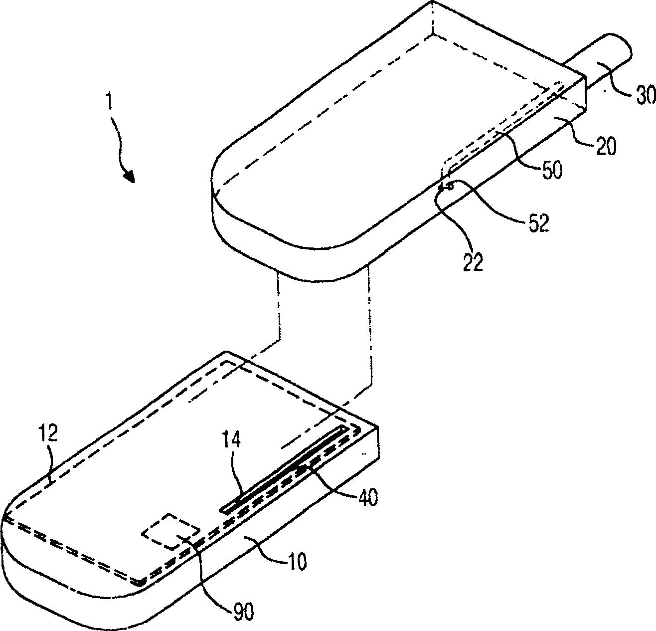 Antenna power supply device of sliding-lid type mobile communication terminal