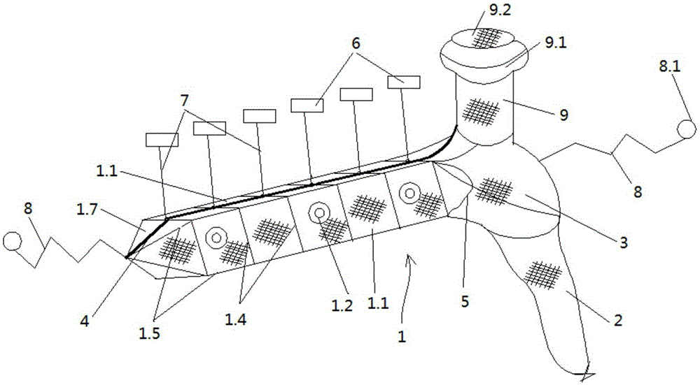 Fishing gear provided with submarine type fishing net