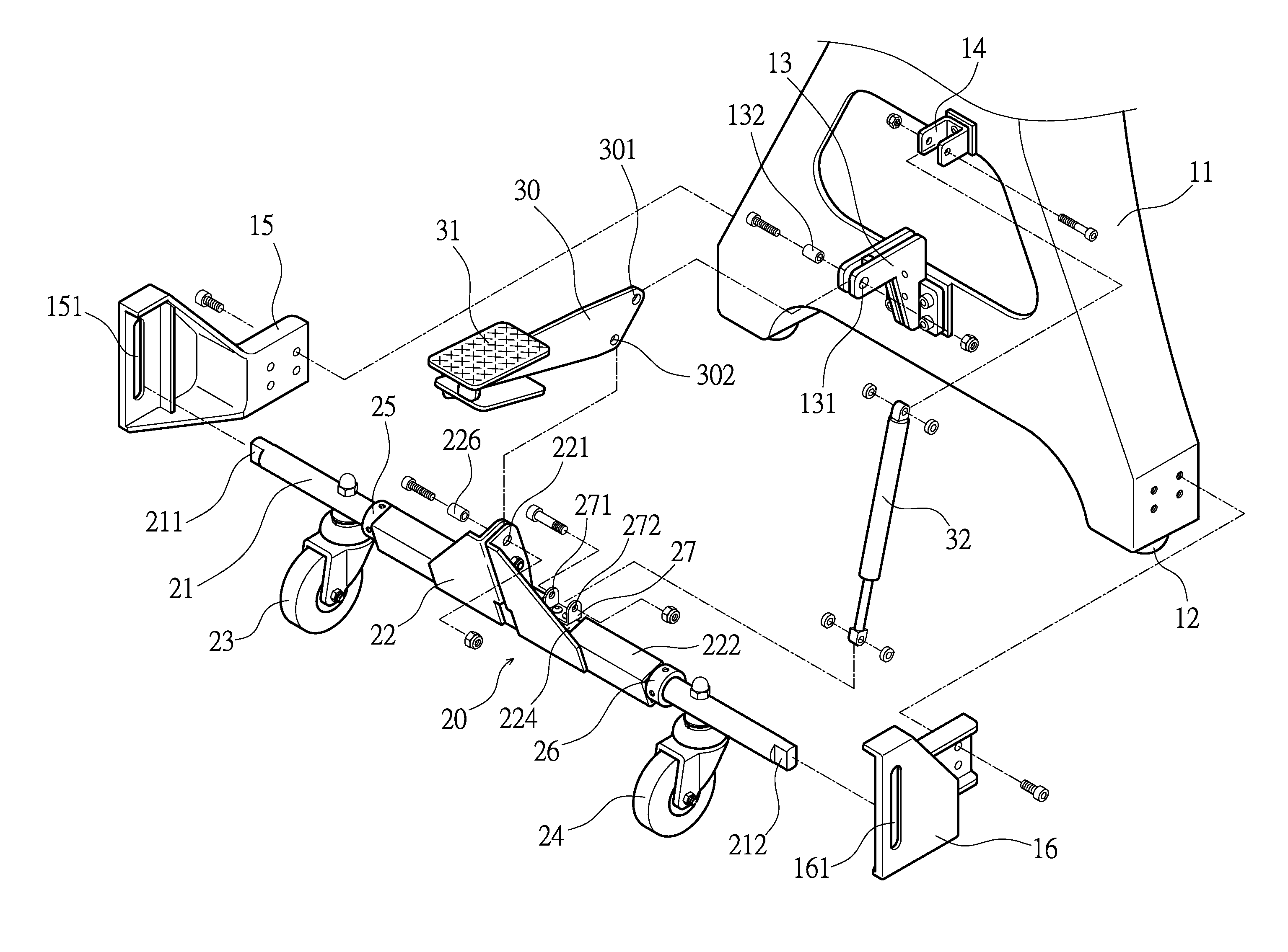 Movement auxiliary device for machine stand