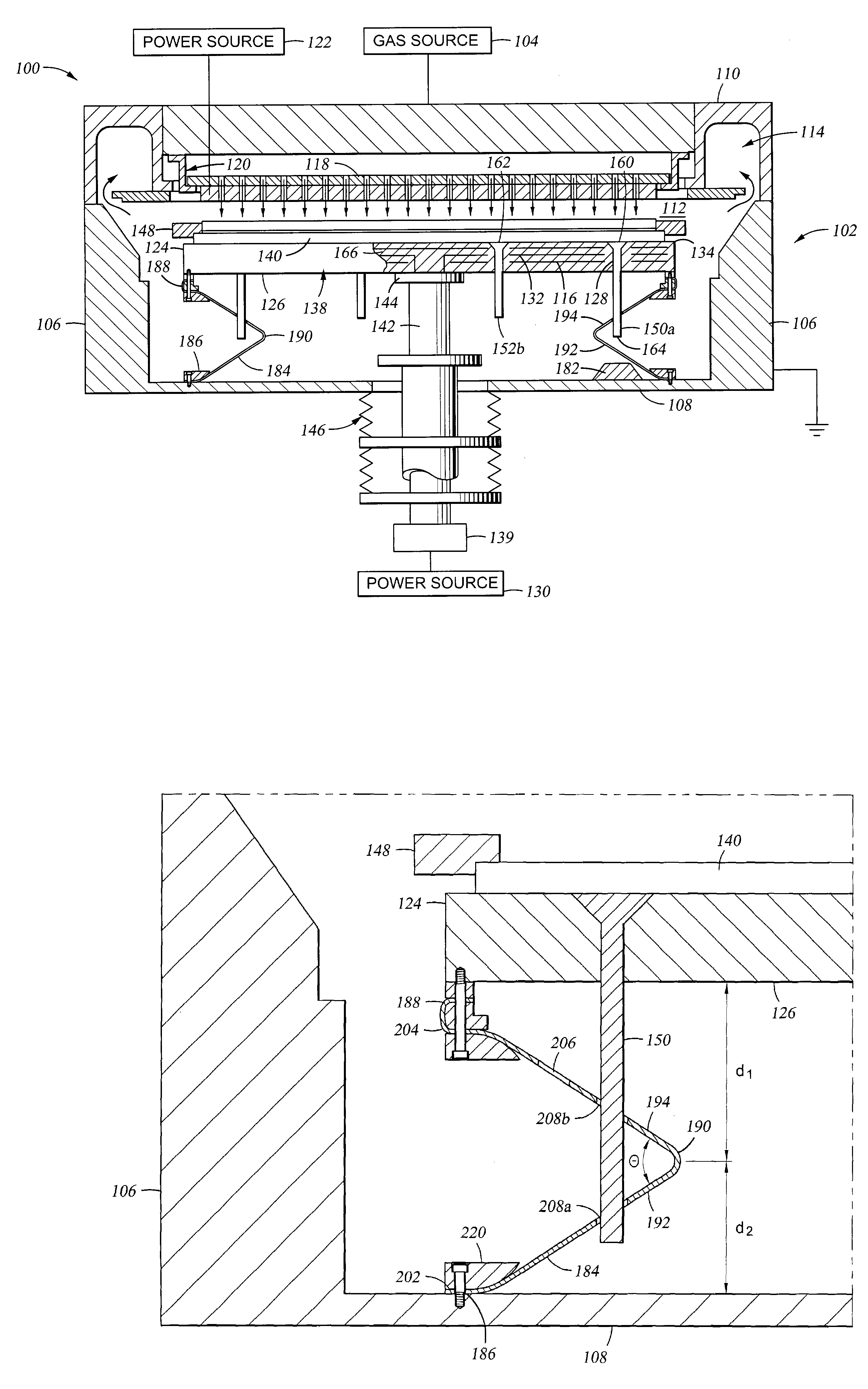 RF current return path for a large area substrate plasma reactor