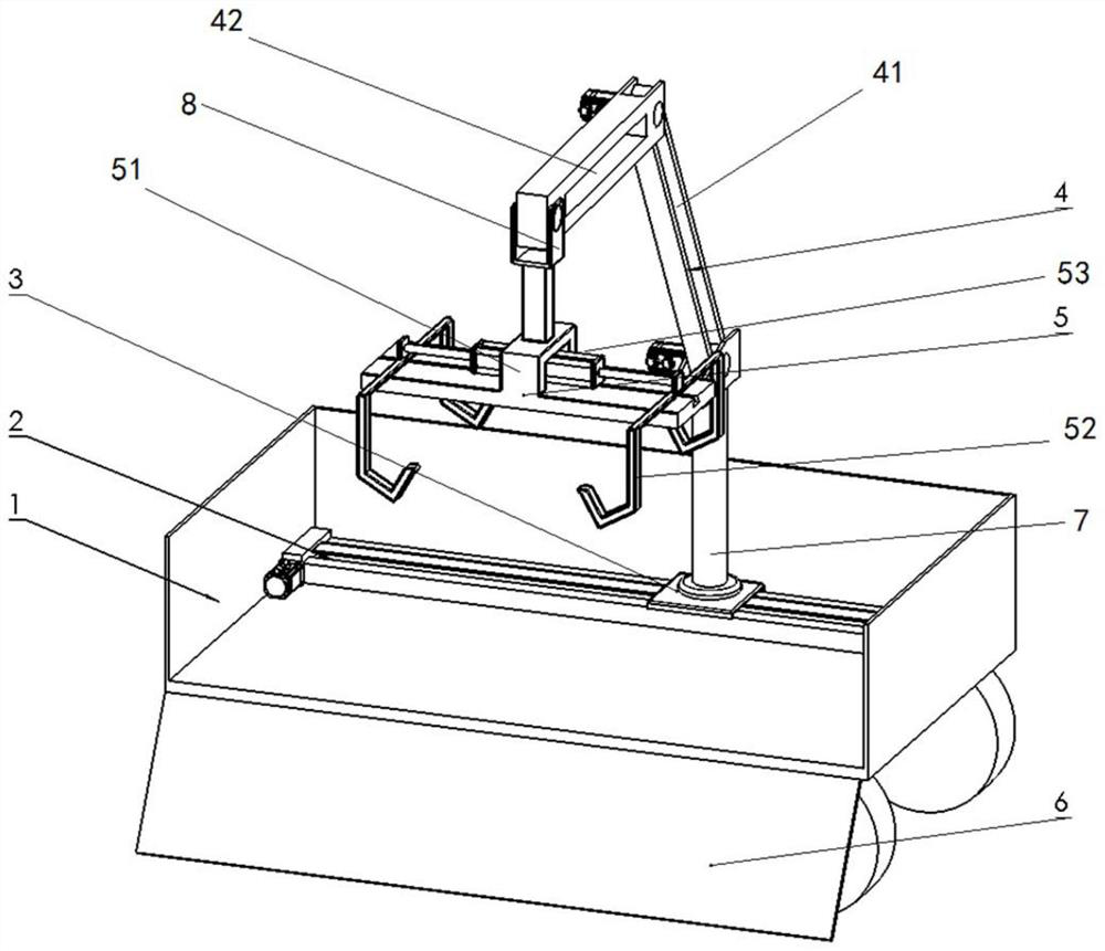 A transfer transport vehicle for automatic garbage sorting boxes