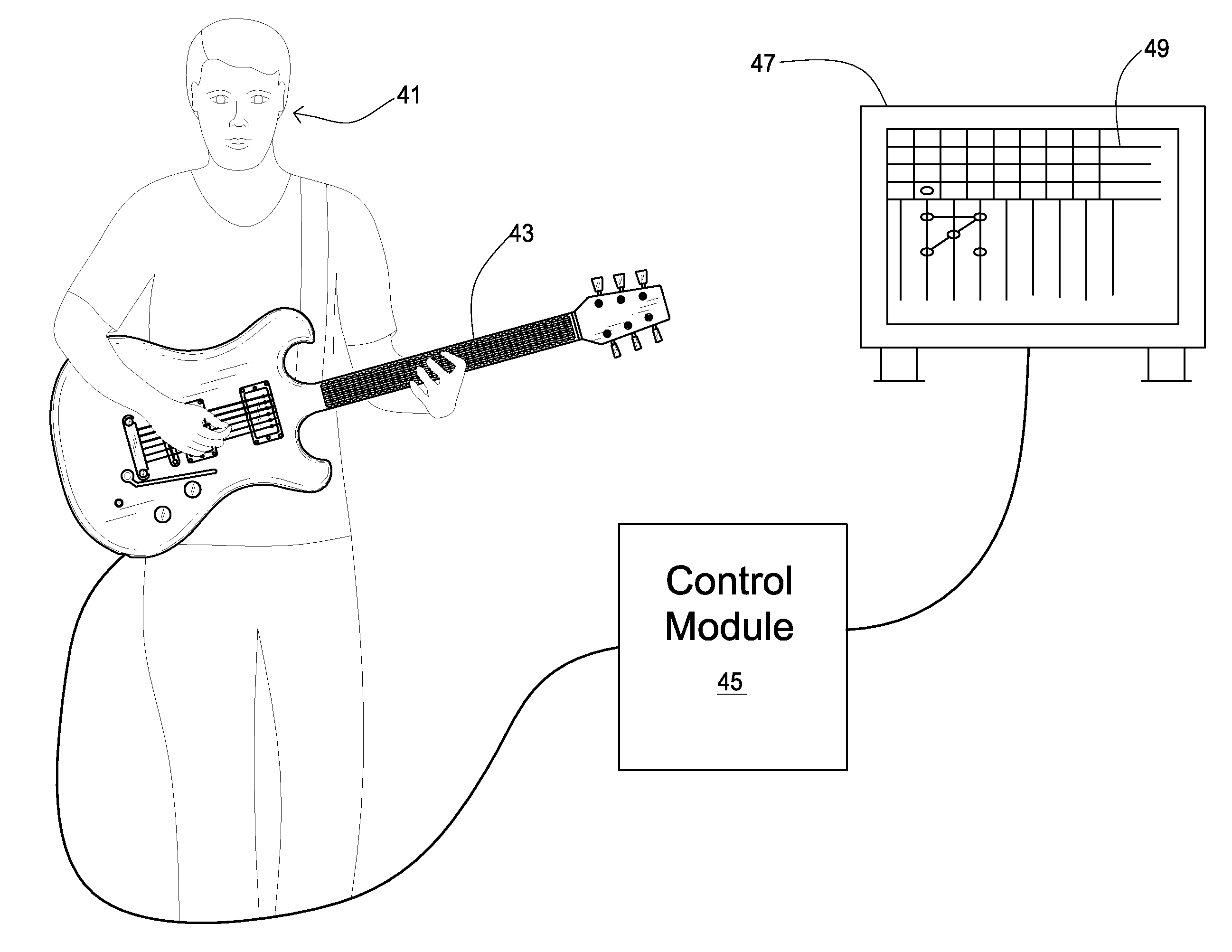 System and method of instructing musical notation for a stringed instrument