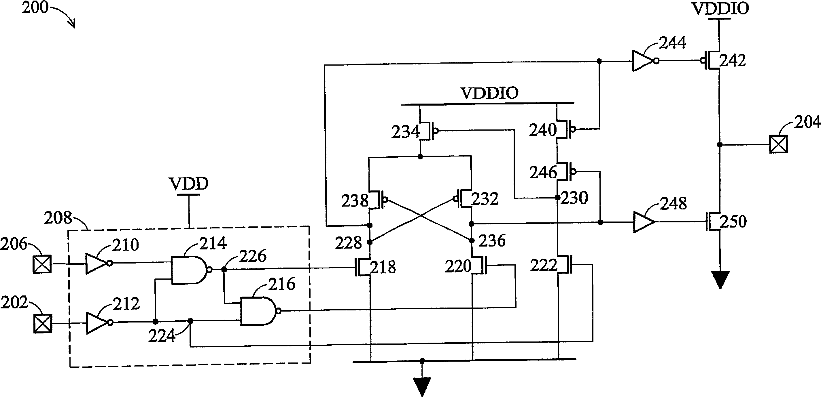 Dual-voltage three-state buffer circuit