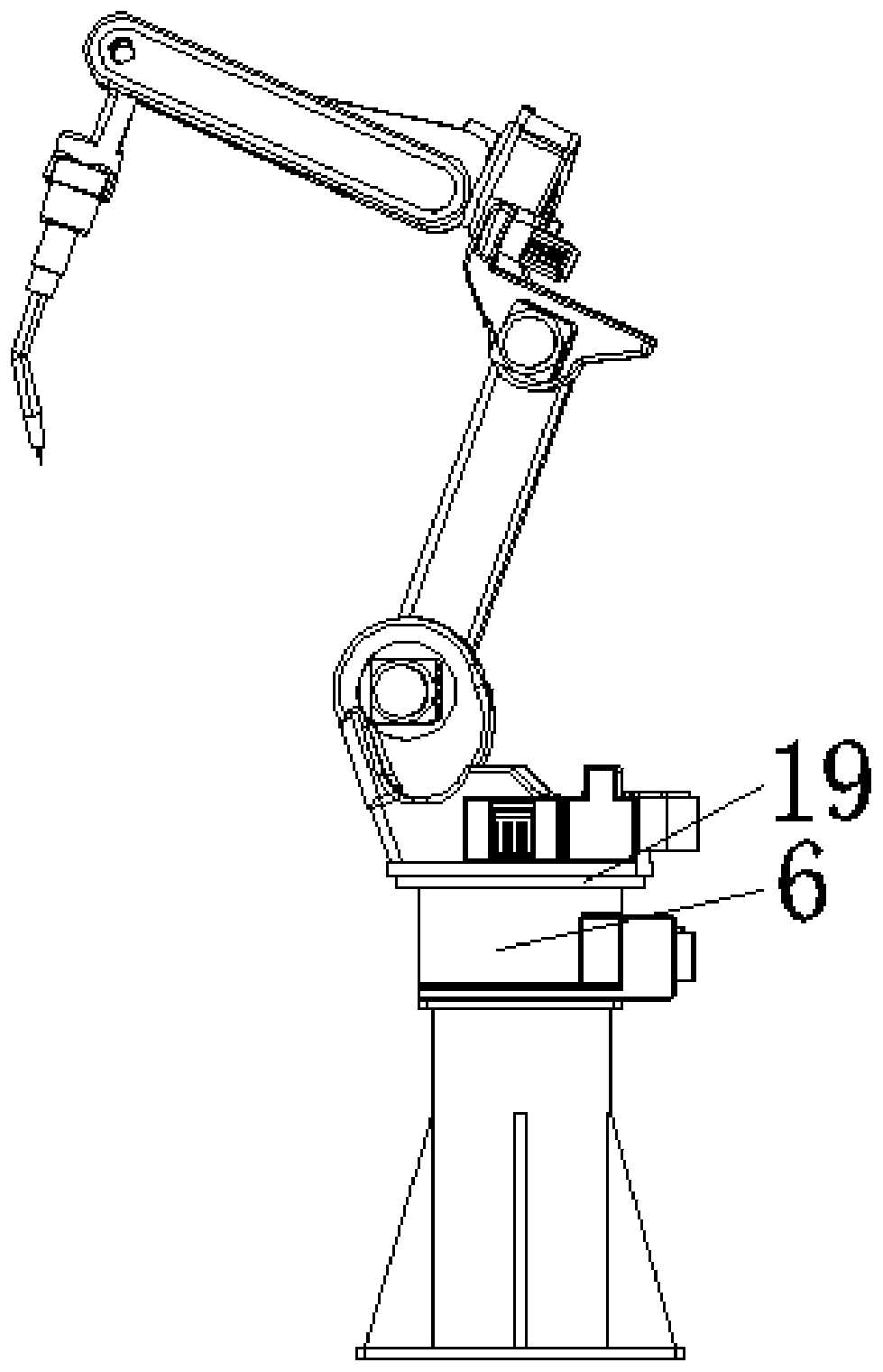 Novel anti-theft door frame fully-automatic welding mechanical arm and working method