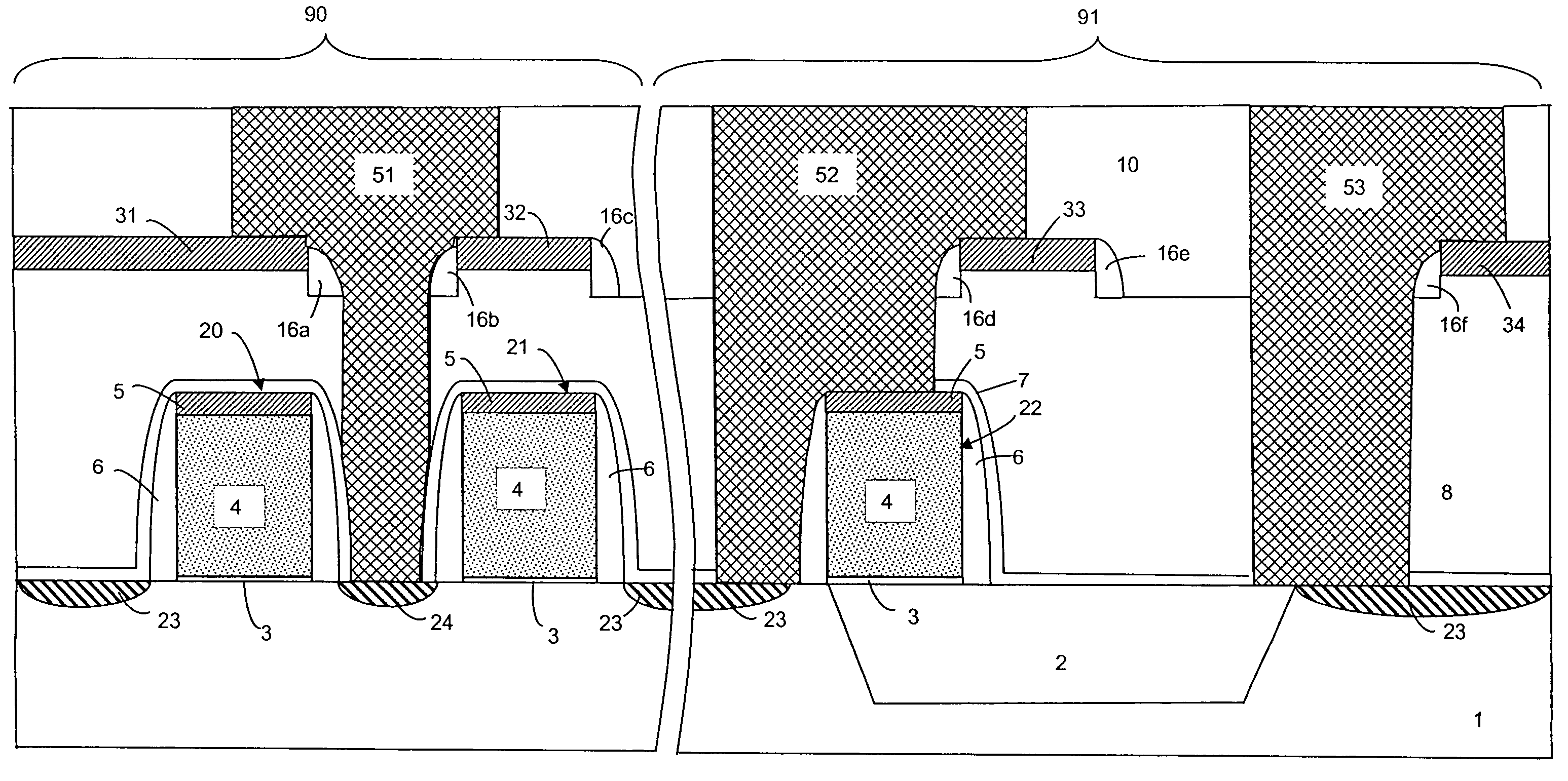 Self-aligned contact structure and process for forming self-aligned contact structure