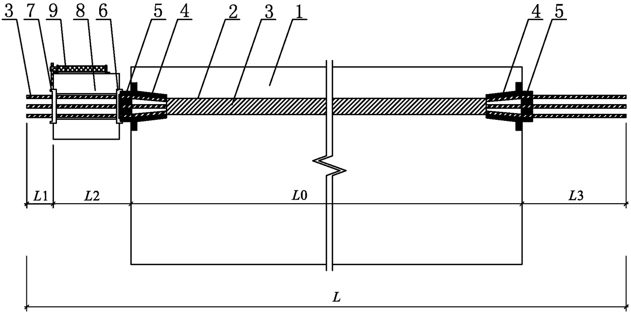 Testing method for friction loss and anchorage loss of post-tensioned prestressed concrete structures