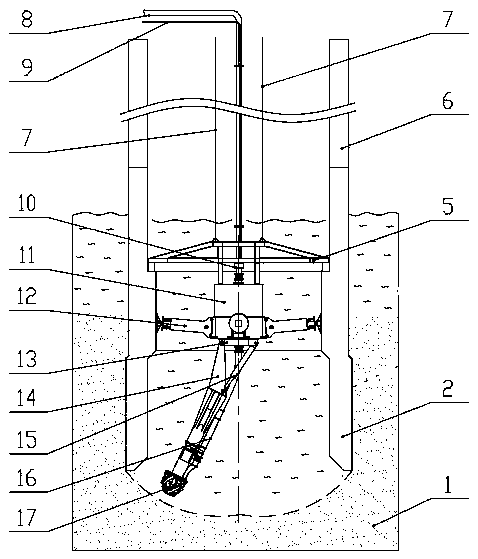 Underwater sinking well heading machine and construction method thereof