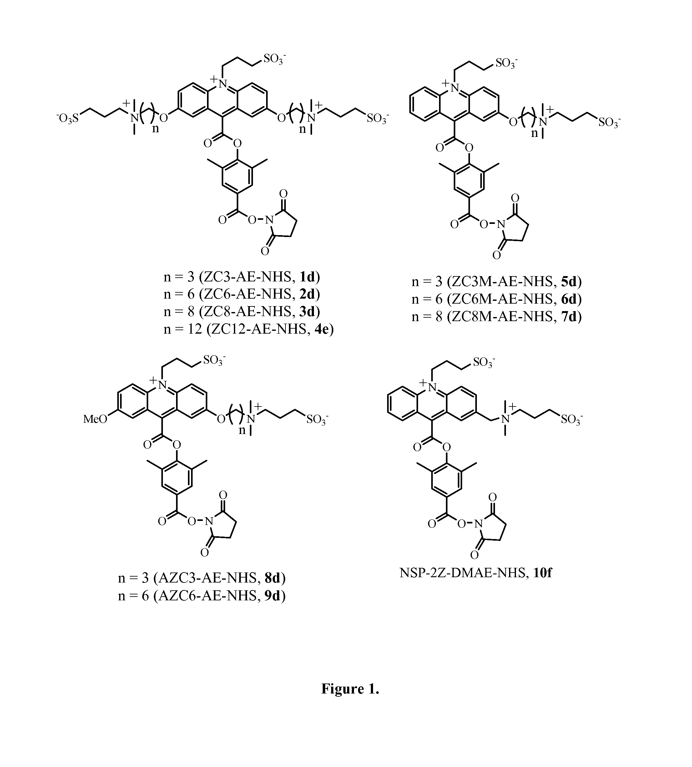 Zwitterion-containing acridinium compounds