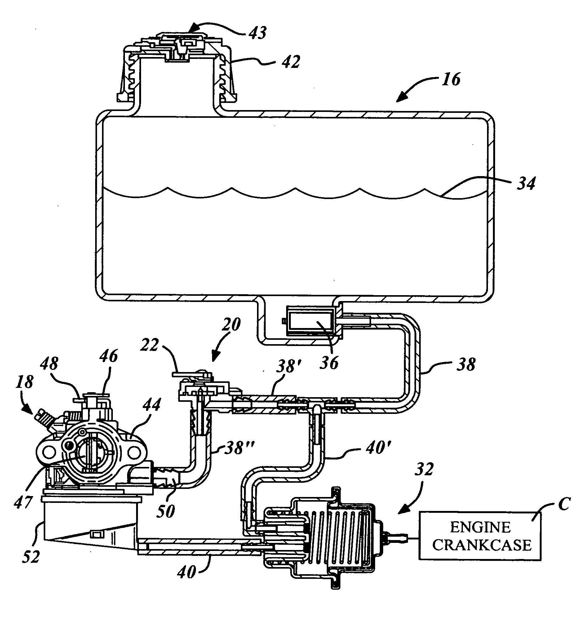 Controlling evaporative emissions in a fuel system