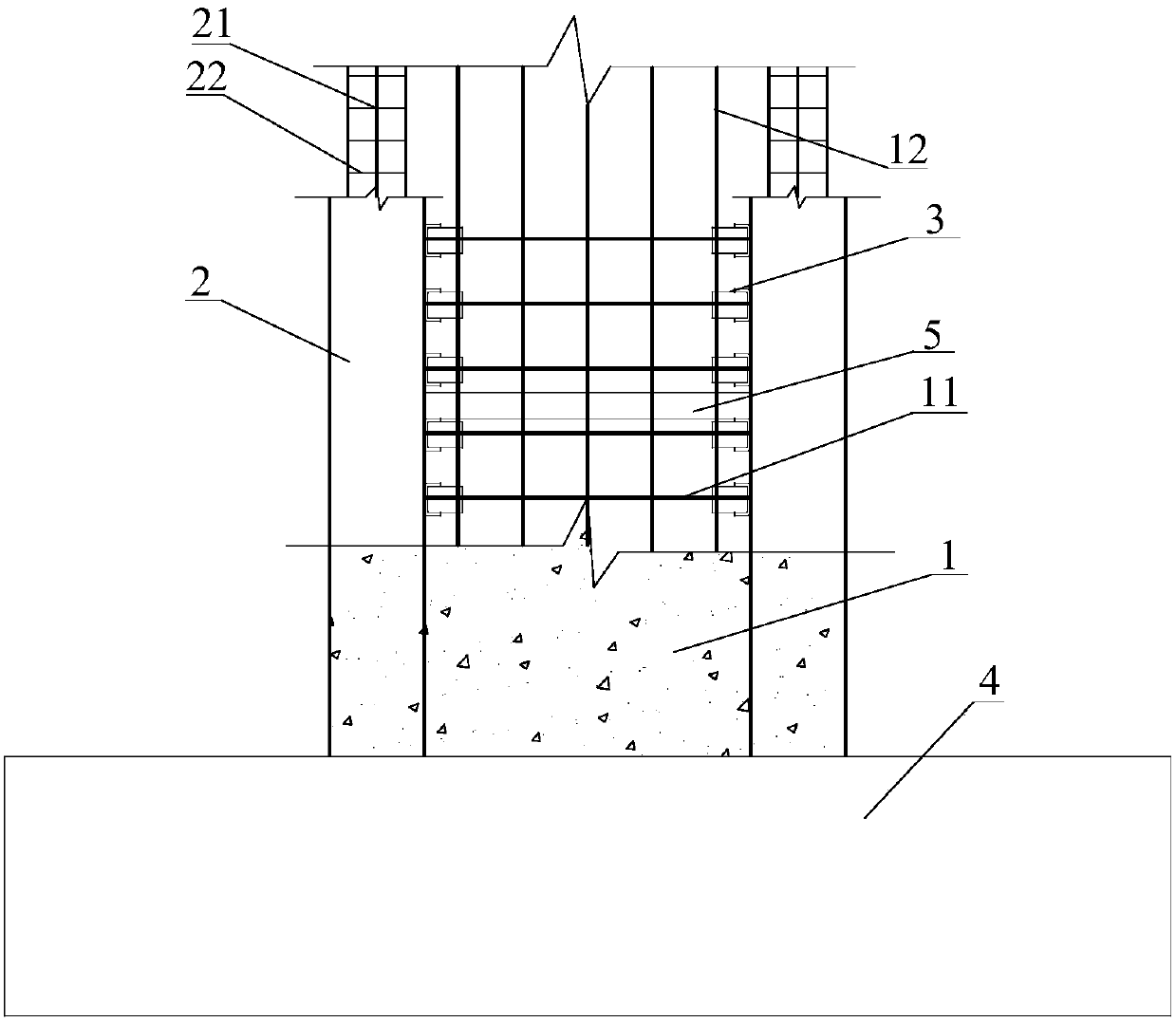 Damage-controllable high-strength concrete shearing wall and manufacturing method thereof