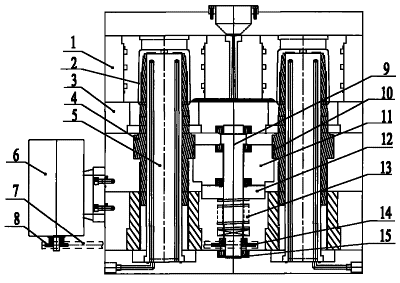 Synchronous automatic thread release mechanism for injection mold threads