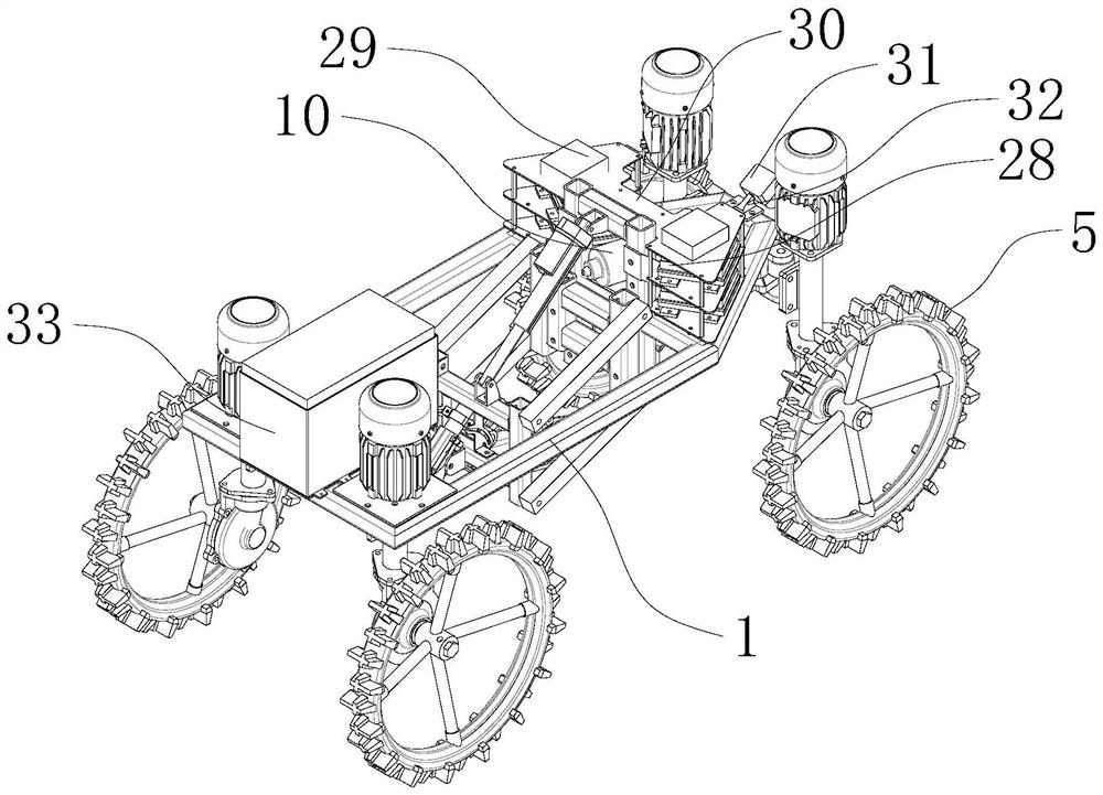 Robot chassis for multifunctional operation in paddy field and agricultural robot