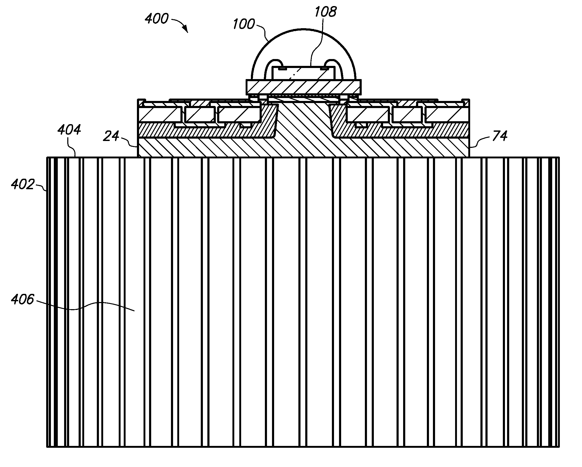 Method of making a semiconductor chip assembly with a post/base heat spreader and horizontal signal routing