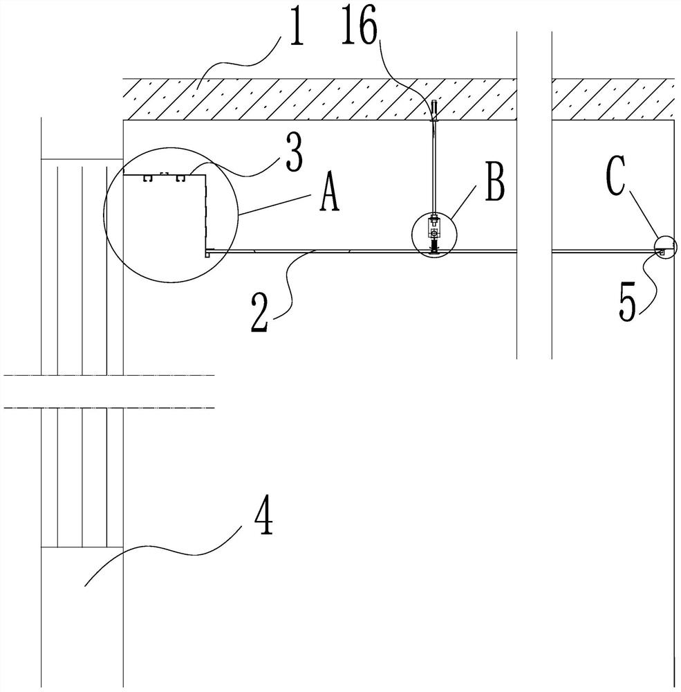 A ceiling panel installation structure and a ceiling panel paving method with the installation structure