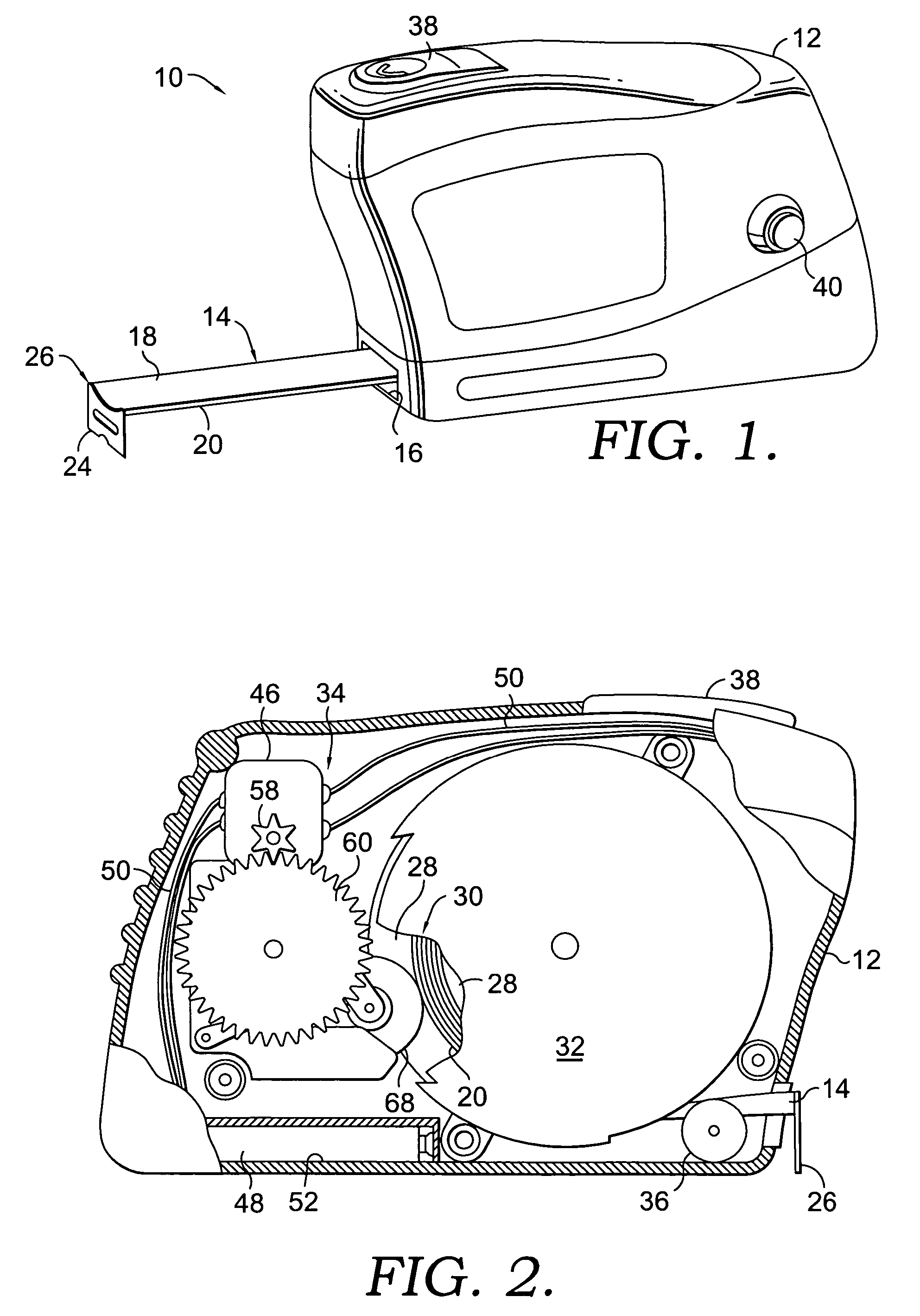 Tape measure utilizing mechanical decoupling of power tape extension feature for tape retraction