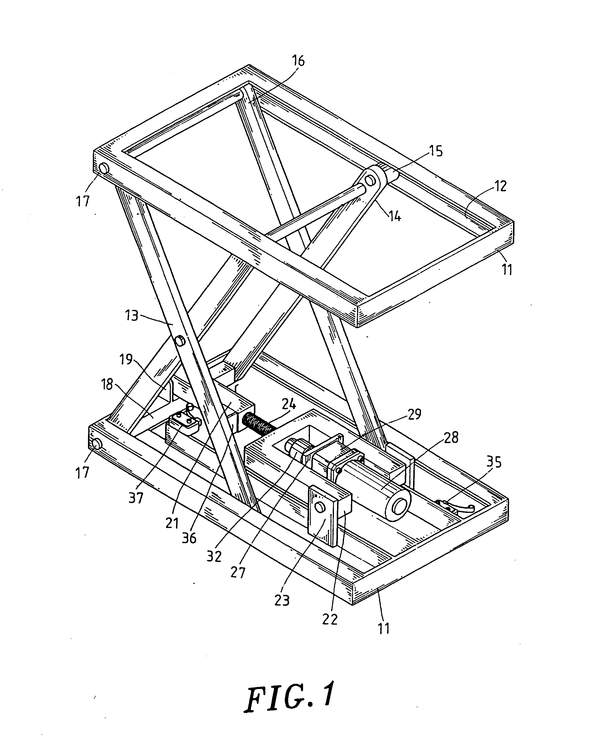 Hidden electric power elevating stand structure