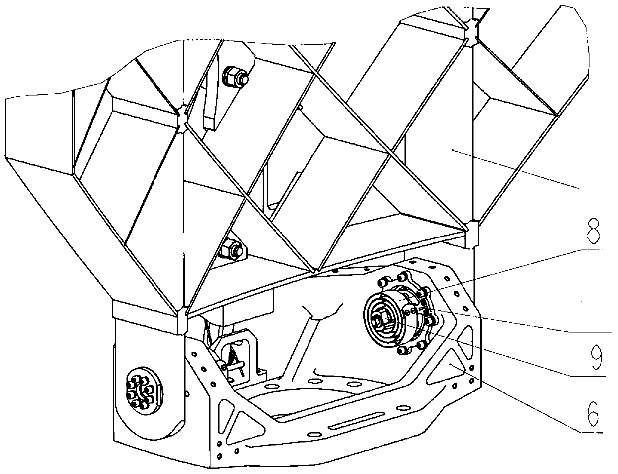 Grid rudder unfolding and locking mechanism for spaceflight conveyer