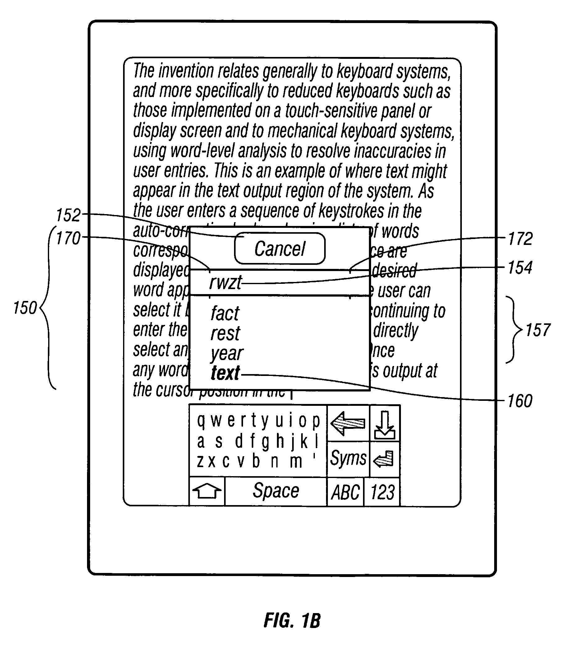 Virtual keyboard system with automatic correction