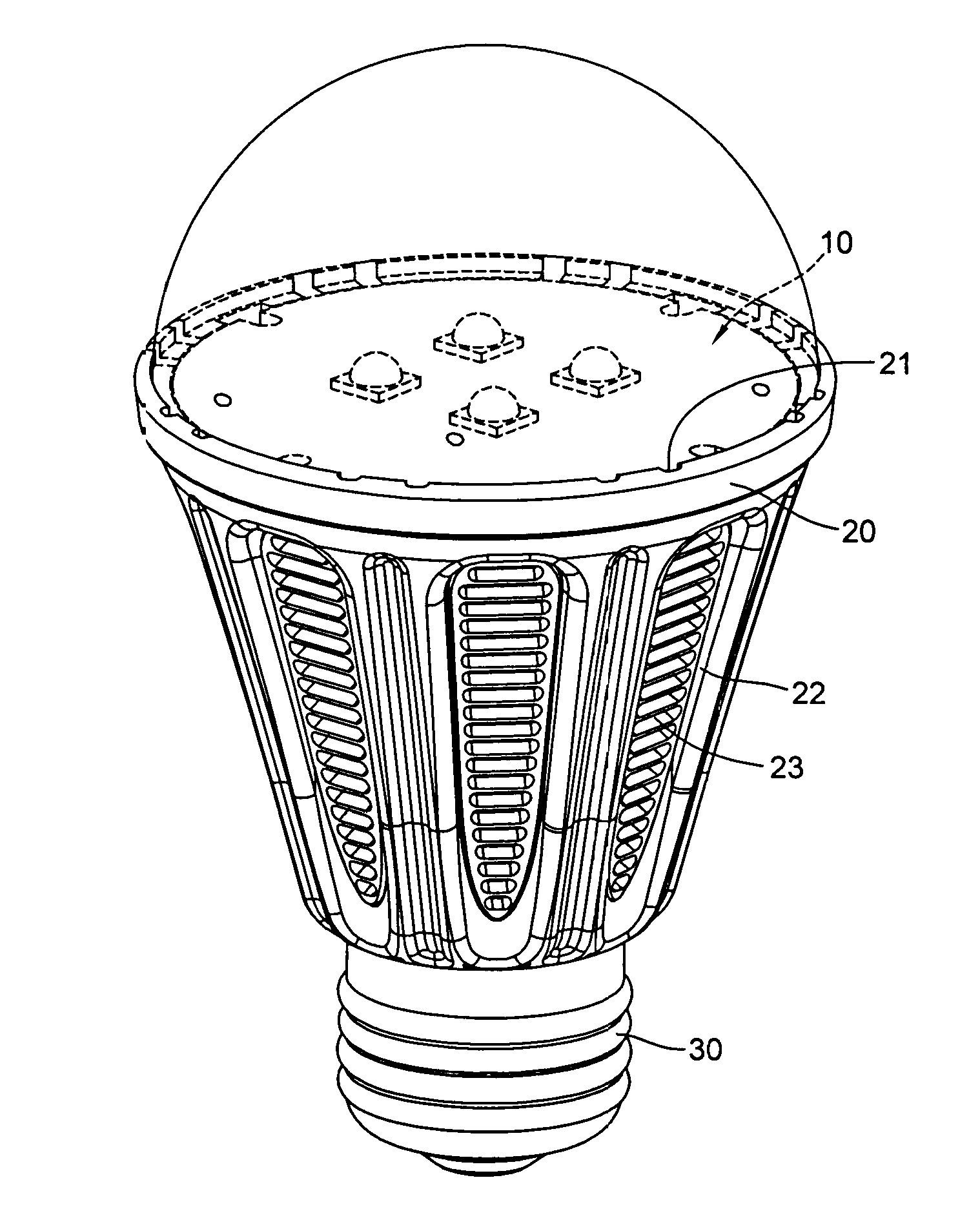 LED lamp structure having free convection cooling