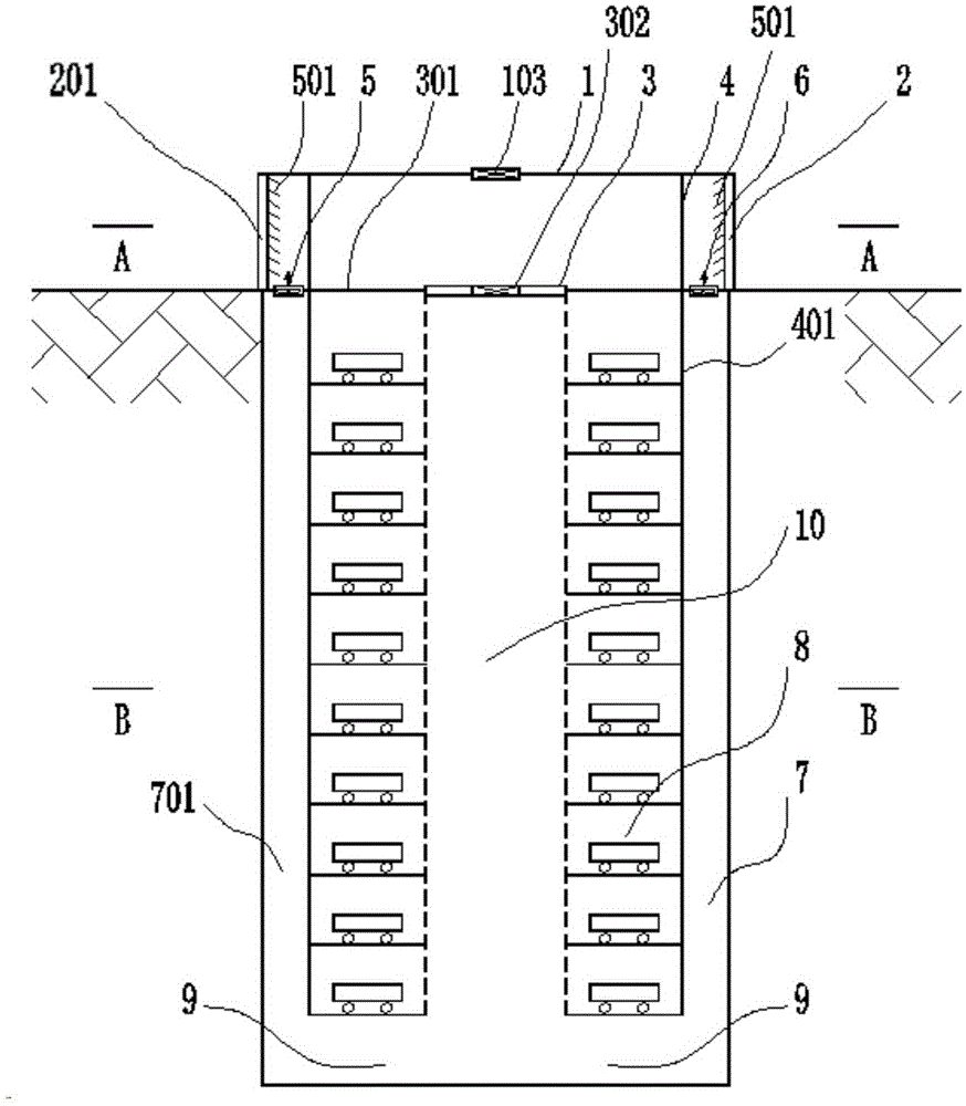 Underground stereo parking garage and natural ventilation method thereof