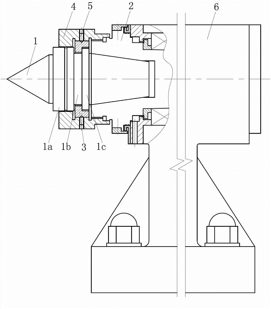 Mounting structure of machine tool centre and centre shaft