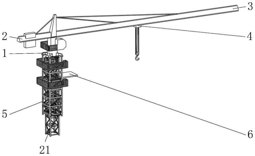 Intelligent unmanned tower crane jacking device