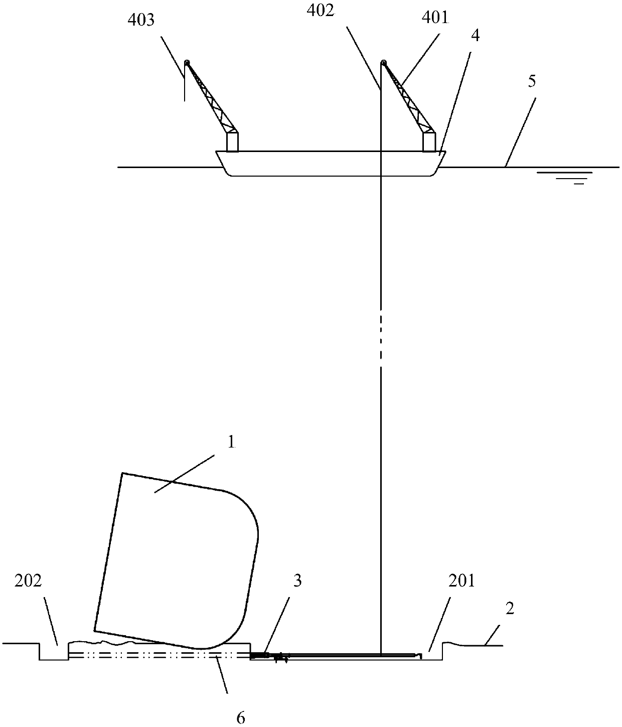 Bottom supporting steel beam threading equipment and method for salvaging sunken ship