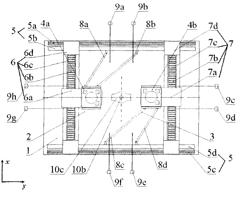 Double-workpiece-platform same-phase rotation exchange method based on parallel connection mechanisms, and device thereof