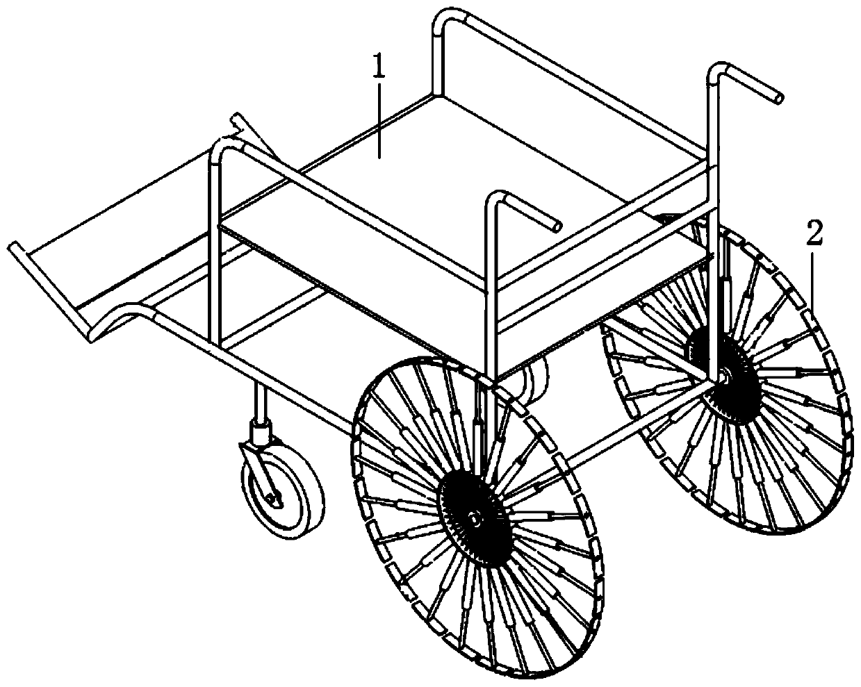 Stair-climbing wheelchair with spring shock absorption type changeable wheels