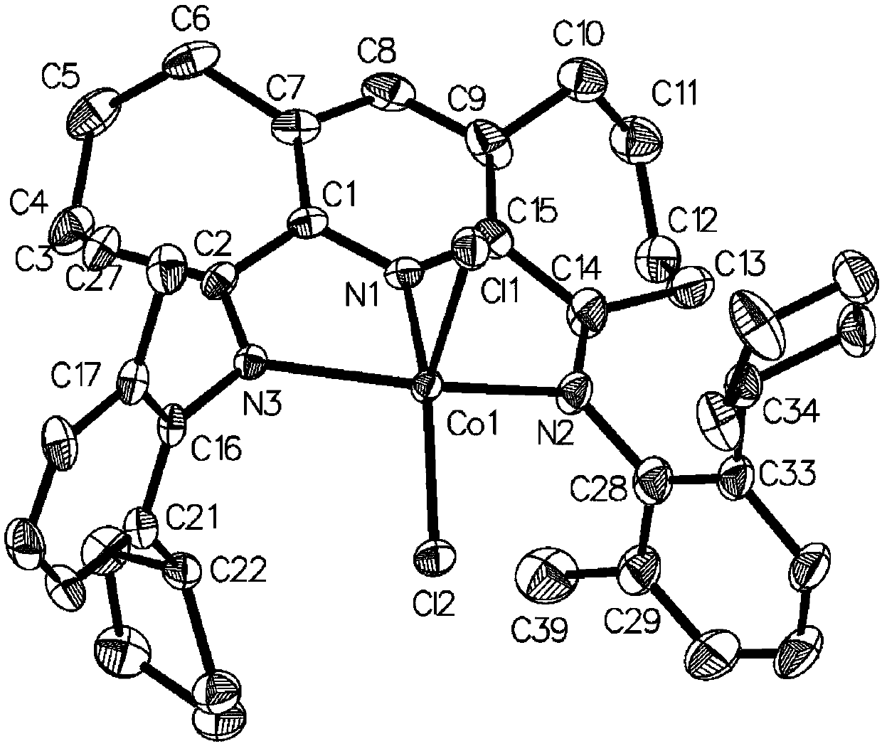 Seven-membered cyclopyridylimine complex containing large-steric-hindrance cycloalkane and preparation method and application of seven-membered cyclopyridylimine complex