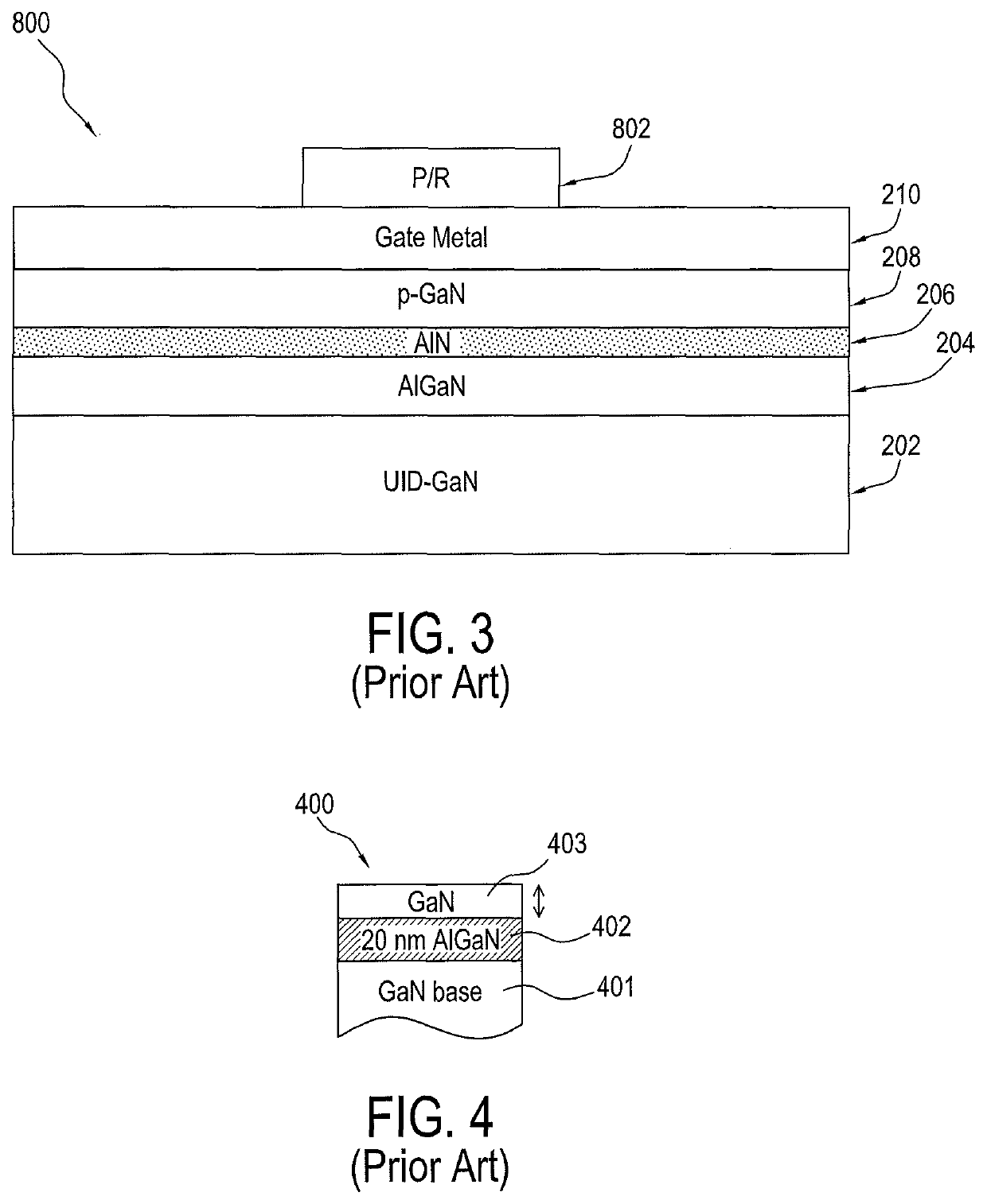 Enhancement-mode GaN transistor with selective and nonselective etch layers for improved uniformity in GaN spacer thickness