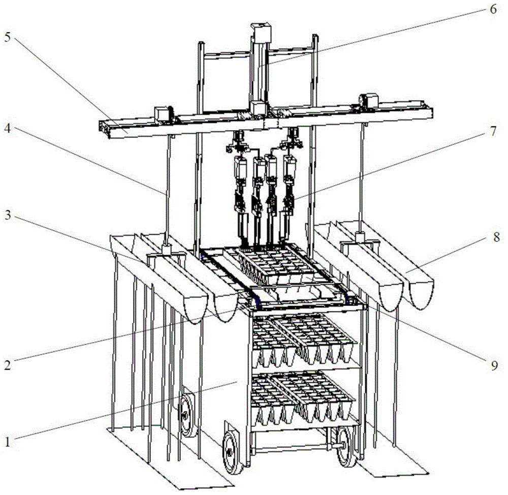 Overhead cultivation matched rice seedling transplanting robot and control method thereof