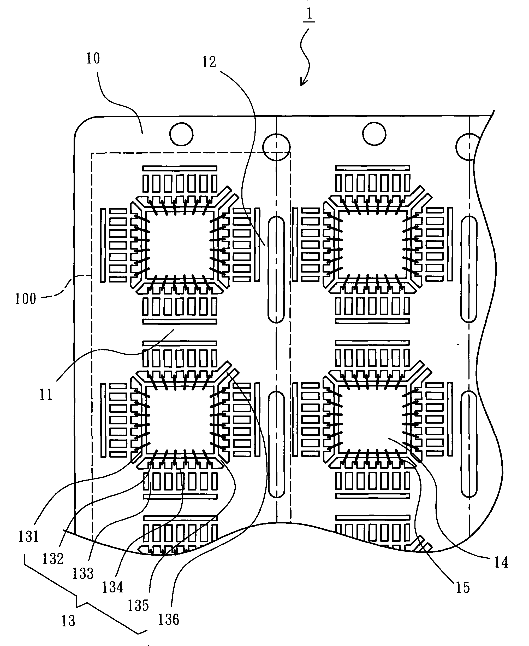 Conductive wire frame strip, glue sealing method and glue sealing structure thereof