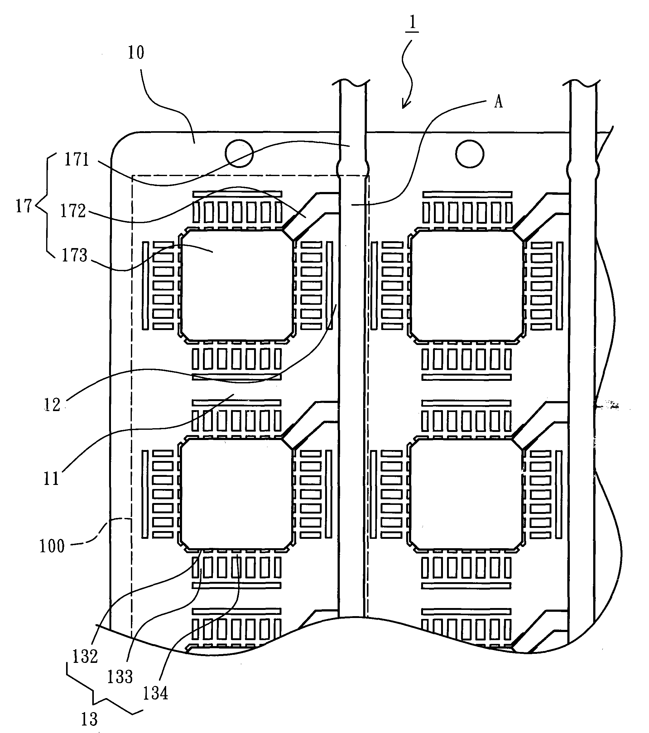 Conductive wire frame strip, glue sealing method and glue sealing structure thereof