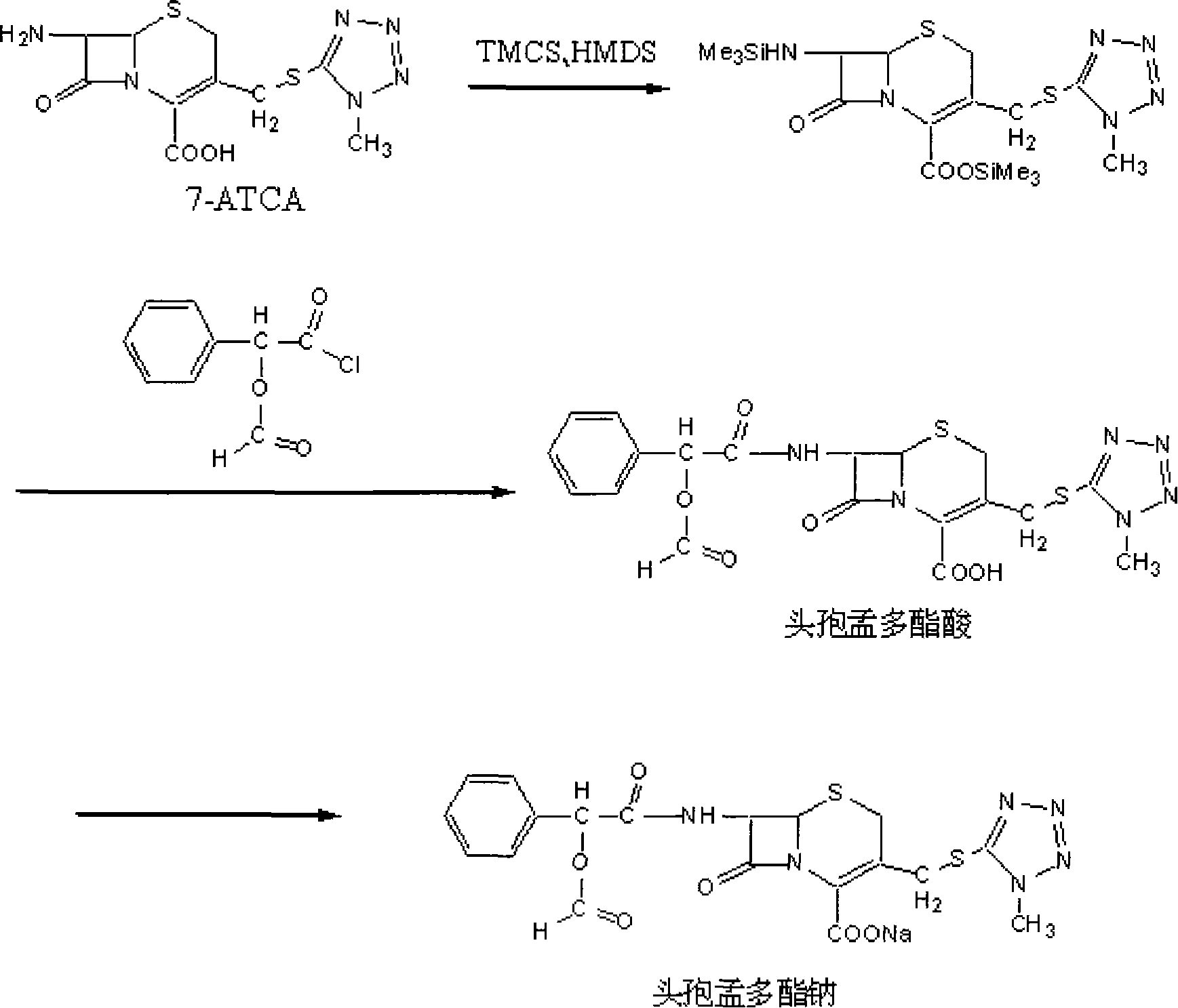 Method of synthesizing antibiotics cefamandole nafate