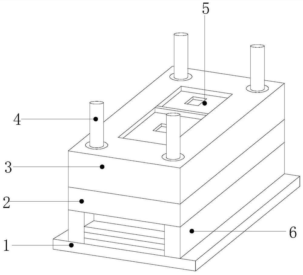 A double-feed casting mold adopting the principle of split-end horizontal quantitative