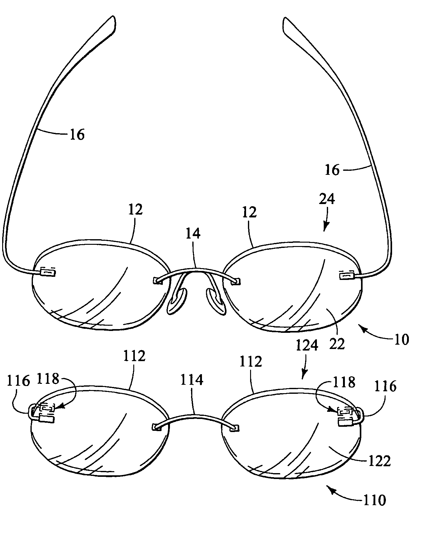 Rimless eyewear system with magnetic retention