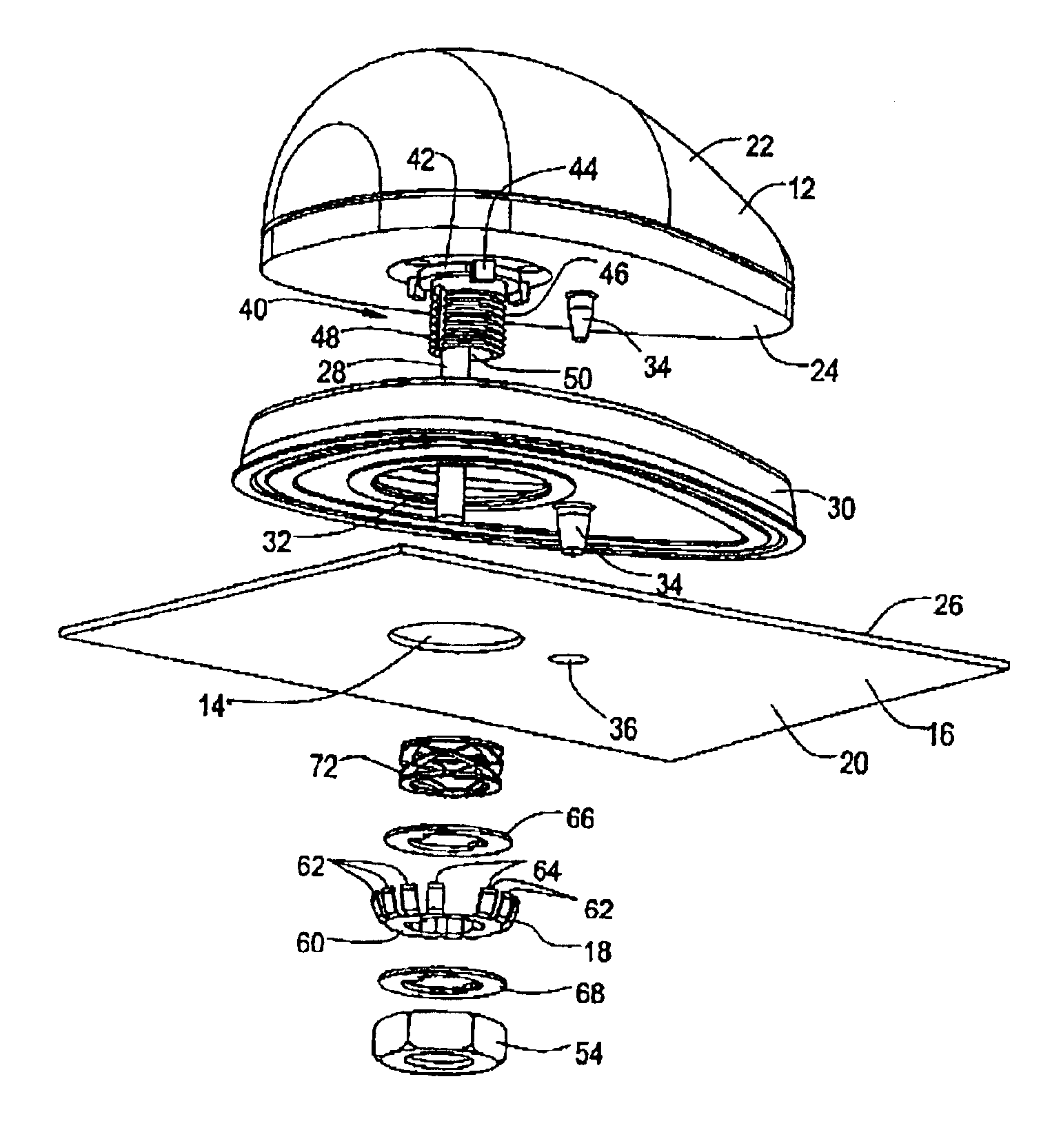 Apparatus and articles of manufacture for an automotive antenna mounting gasket